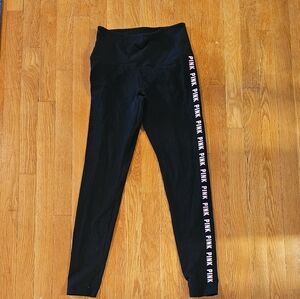 Victoria's Secret Pink Black Logo Leggings sz m